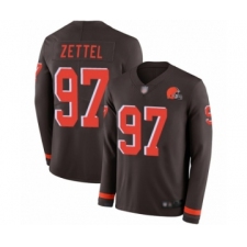 Men's Cleveland Browns #97 Anthony Zettel Limited Brown Therma Long Sleeve Football Jersey