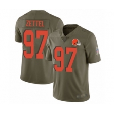 Youth Cleveland Browns #97 Anthony Zettel Limited Olive 2017 Salute to Service Football Jersey