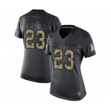 Women's Dallas Cowboys #23 Darian Thompson Limited Black 2016 Salute to Service Football Jersey