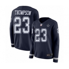Women's Dallas Cowboys #23 Darian Thompson Limited Navy Blue Therma Long Sleeve Football Jersey