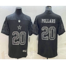 Men's Dallas Cowboys #20 Tony Pollard Black Reflective Limited Stitched Football Jersey