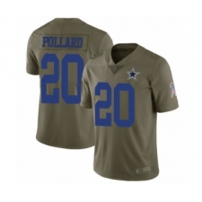 Men's Dallas Cowboys #20 Tony Pollard Limited Olive 2017 Salute to Service Football Jersey