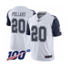 Men's Dallas Cowboys #20 Tony Pollard Limited White Rush Vapor Untouchable 100th Season Football Jersey