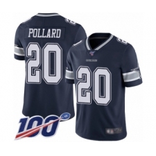 Men's Dallas Cowboys #20 Tony Pollard Navy Blue Team Color Vapor Untouchable Limited Player 100th Season Football Jersey