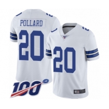 Men's Dallas Cowboys #20 Tony Pollard White Vapor Untouchable Limited Player 100th Season Football Jersey