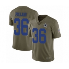 Men's Dallas Cowboys #36 Tony Pollard Limited Olive 2017 Salute to Service Football Jersey