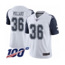 Men's Dallas Cowboys #36 Tony Pollard Limited White Rush Vapor Untouchable 100th Season Football Jersey