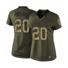 Women's Dallas Cowboys #20 Tony Pollard Limited Green Salute to Service Football Jersey