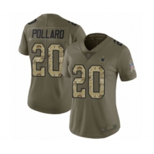 Women's Dallas Cowboys #20 Tony Pollard Limited Olive Camo 2017 Salute to Service Football Jersey