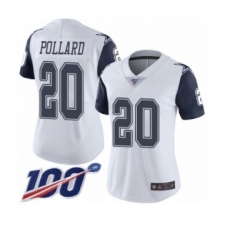 Women's Dallas Cowboys #20 Tony Pollard Limited White Rush Vapor Untouchable 100th Season Football Jersey