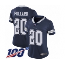 Women's Dallas Cowboys #20 Tony Pollard Navy Blue Team Color Vapor Untouchable Limited Player 100th Season Football Jersey