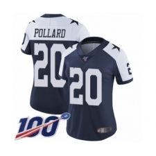 Women's Dallas Cowboys #20 Tony Pollard Navy Blue Throwback Alternate Vapor Untouchable Limited Player 100th Season Football Jersey