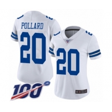 Women's Dallas Cowboys #20 Tony Pollard White Vapor Untouchable Limited Player 100th Season Football Jersey