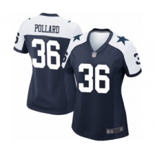 Women's Dallas Cowboys #36 Tony Pollard Game Navy Blue Throwback Alternate Football Jersey