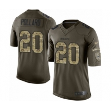 Youth Dallas Cowboys #20 Tony Pollard Limited Green Salute to Service Football Jersey