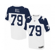 Men's Dallas Cowboys #79 Trysten Hill Elite White Throwback Alternate Football Jersey