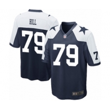 Men's Dallas Cowboys #79 Trysten Hill Game Navy Blue Throwback Alternate Football Jersey