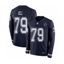 Men's Dallas Cowboys #79 Trysten Hill Limited Navy Blue Therma Long Sleeve Football Jersey