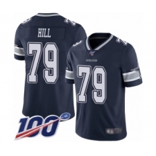 Men's Dallas Cowboys #79 Trysten Hill Navy Blue Team Color Vapor Untouchable Limited Player 100th Season Football Jersey