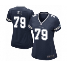Women's Dallas Cowboys #79 Trysten Hill Game Navy Blue Team Color Football Jersey