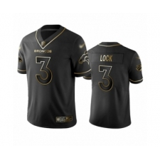 Men's Denver Broncos #3 Drew Lock Black Golden Edition Limited Football Jersey