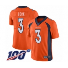Men's Denver Broncos #3 Drew Lock Orange Team Color Vapor Untouchable Limited Player 100th Season Football Jersey