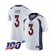 Men's Denver Broncos #3 Drew Lock White Vapor Untouchable Limited Player 100th Season Football Jersey