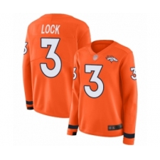 Women's Denver Broncos #3 Drew Lock Limited Orange Therma Long Sleeve Football Jersey