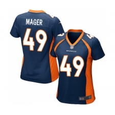 Women's Denver Broncos #49 Craig Mager Game Navy Blue Alternate Football Jersey