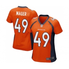 Women's Denver Broncos #49 Craig Mager Game Orange Team Color Football Jersey