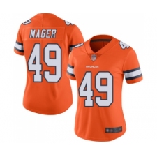 Women's Denver Broncos #49 Craig Mager Limited Orange Rush Vapor Untouchable Football Jersey