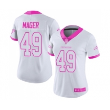 Women's Denver Broncos #49 Craig Mager Limited White Pink Rush Fashion Football Jersey