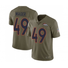 Youth Denver Broncos #49 Craig Mager Limited Olive 2017 Salute to Service Football Jersey