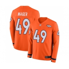 Youth Denver Broncos #49 Craig Mager Limited Orange Therma Long Sleeve Football Jersey