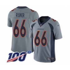 Men's Denver Broncos #66 Dalton Risner Limited Silver Inverted Legend 100th Season Football Jersey