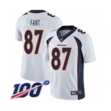 Men's Denver Broncos #87 Noah Fant White Vapor Untouchable Limited Player 100th Season Football Jersey