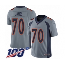 Men's Denver Broncos #70 Ja'Wuan James Limited Silver Inverted Legend 100th Season Football Jersey