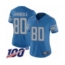 Women's Detroit Lions #80 Danny Amendola Blue Team Color Vapor Untouchable Limited Player 100th Season Football Jersey