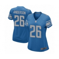 Women's Detroit Lions #26 C.J. Anderson Game Blue Team Color Football Jersey