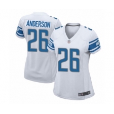 Women's Detroit Lions #26 C.J. Anderson Game White Football Jersey
