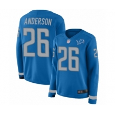 Women's Detroit Lions #26 C.J. Anderson Limited Blue Therma Long Sleeve Football Jersey