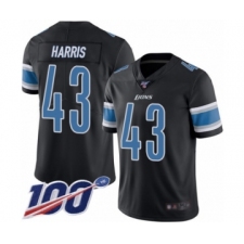Men's Detroit Lions #43 Will Harris Limited Black Rush Vapor Untouchable 100th Season Football Jersey