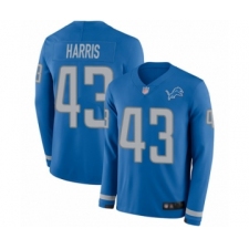 Men's Detroit Lions #43 Will Harris Limited Blue Therma Long Sleeve Football Jersey