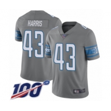 Men's Detroit Lions #43 Will Harris Limited Steel Rush Vapor Untouchable 100th Season Football Jersey