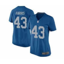 Women's Detroit Lions #43 Will Harris Game Blue Alternate Football Jersey