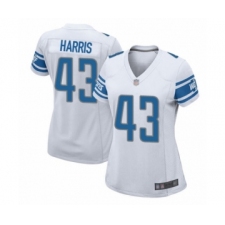 Women's Detroit Lions #43 Will Harris Game White Football Jersey