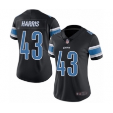 Women's Detroit Lions #43 Will Harris Limited Black Rush Vapor Untouchable Football Jersey