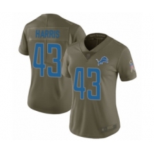 Women's Detroit Lions #43 Will Harris Limited Olive 2017 Salute to Service Football Jersey