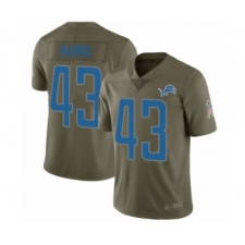 Youth Detroit Lions #43 Will Harris Limited Olive 2017 Salute to Service Football Jersey