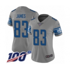 Women's Detroit Lions #83 Jesse James Limited Gray Inverted Legend 100th Season Football Jersey